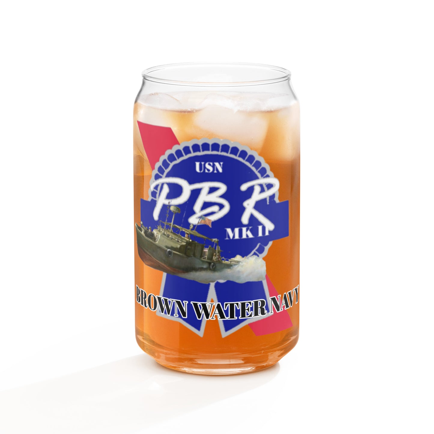 Brown Water Navy "PBR" Sailors Beer Can Glass