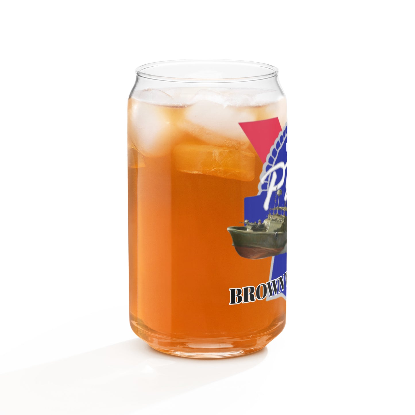 Brown Water Navy "PBR" Sailors Beer Can Glass