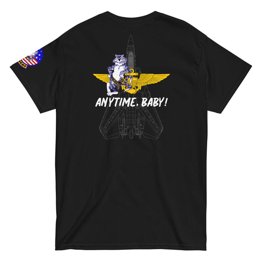 US Navy F-14 Tomcat "Anytime Baby"  Top Silhouette with Wings Shirt